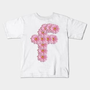 Letter f Pink Gerbera Daisy Kids T-Shirt